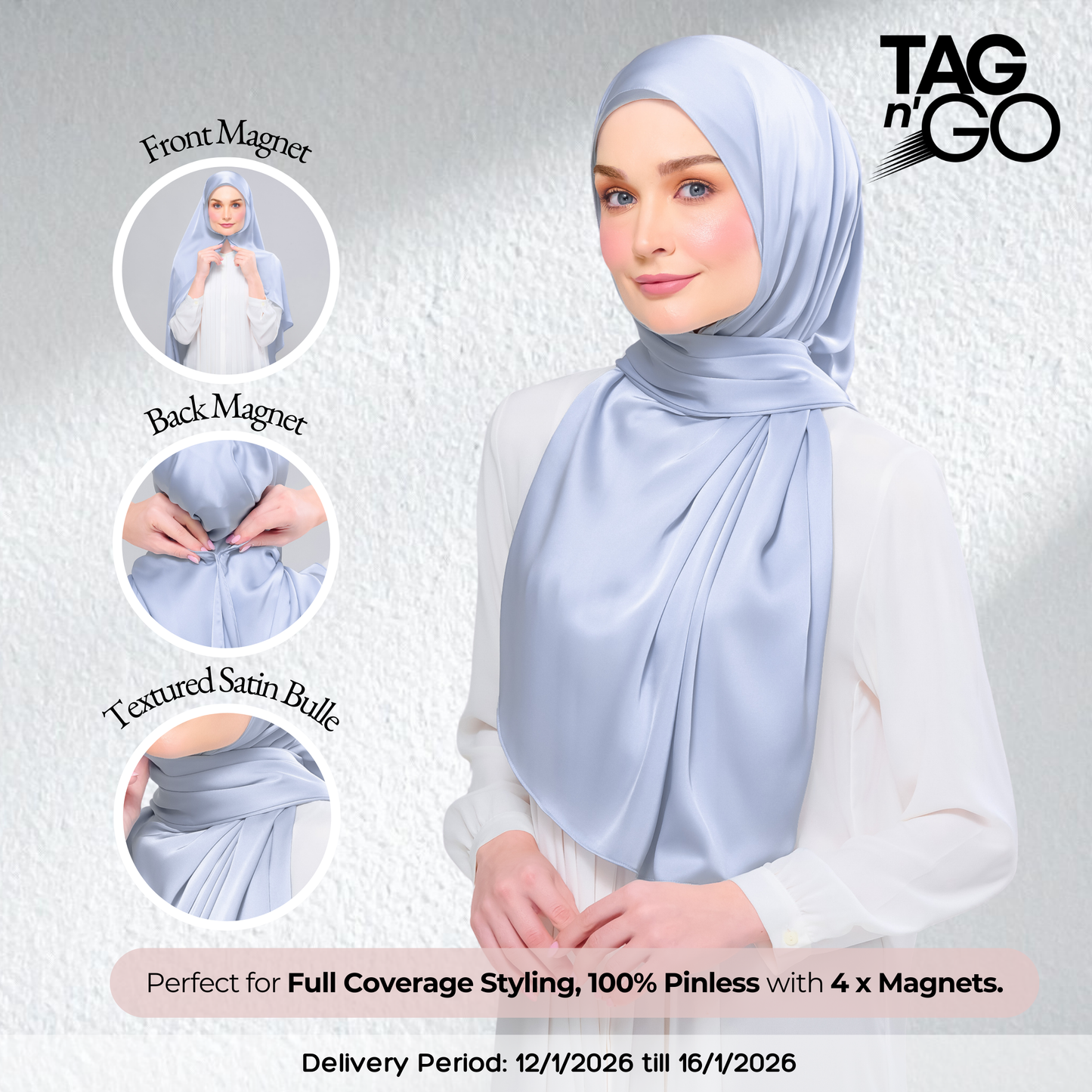 Instant Tag n' Go Shawl | Satin Bulle in Dreamy Sky