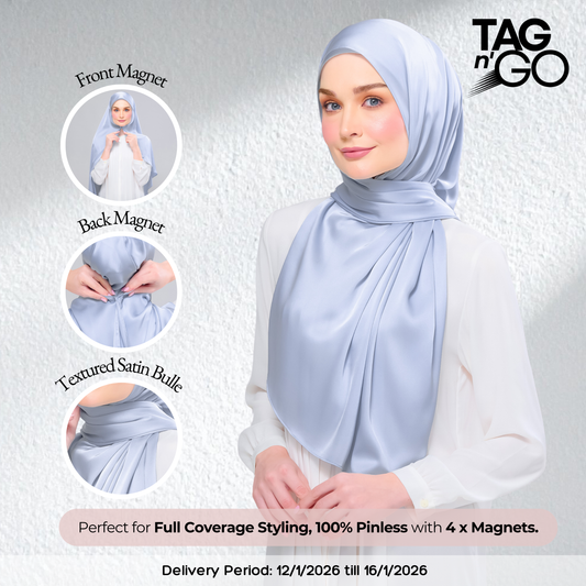 Instant Tag n' Go Shawl | Satin Bulle in Dreamy Sky
