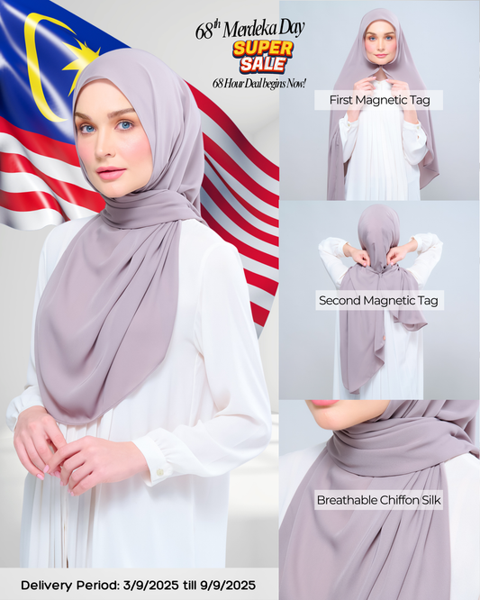 Instant Tag n' Go Shawl l Chiffon Silk 1.0 in Ash Taupe