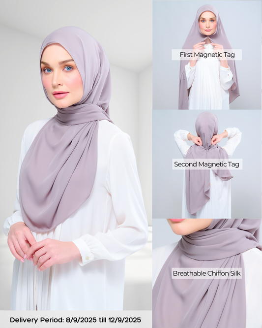 Instant Tag n' Go Shawl l Chiffon Silk 1.0 in Ash Taupe