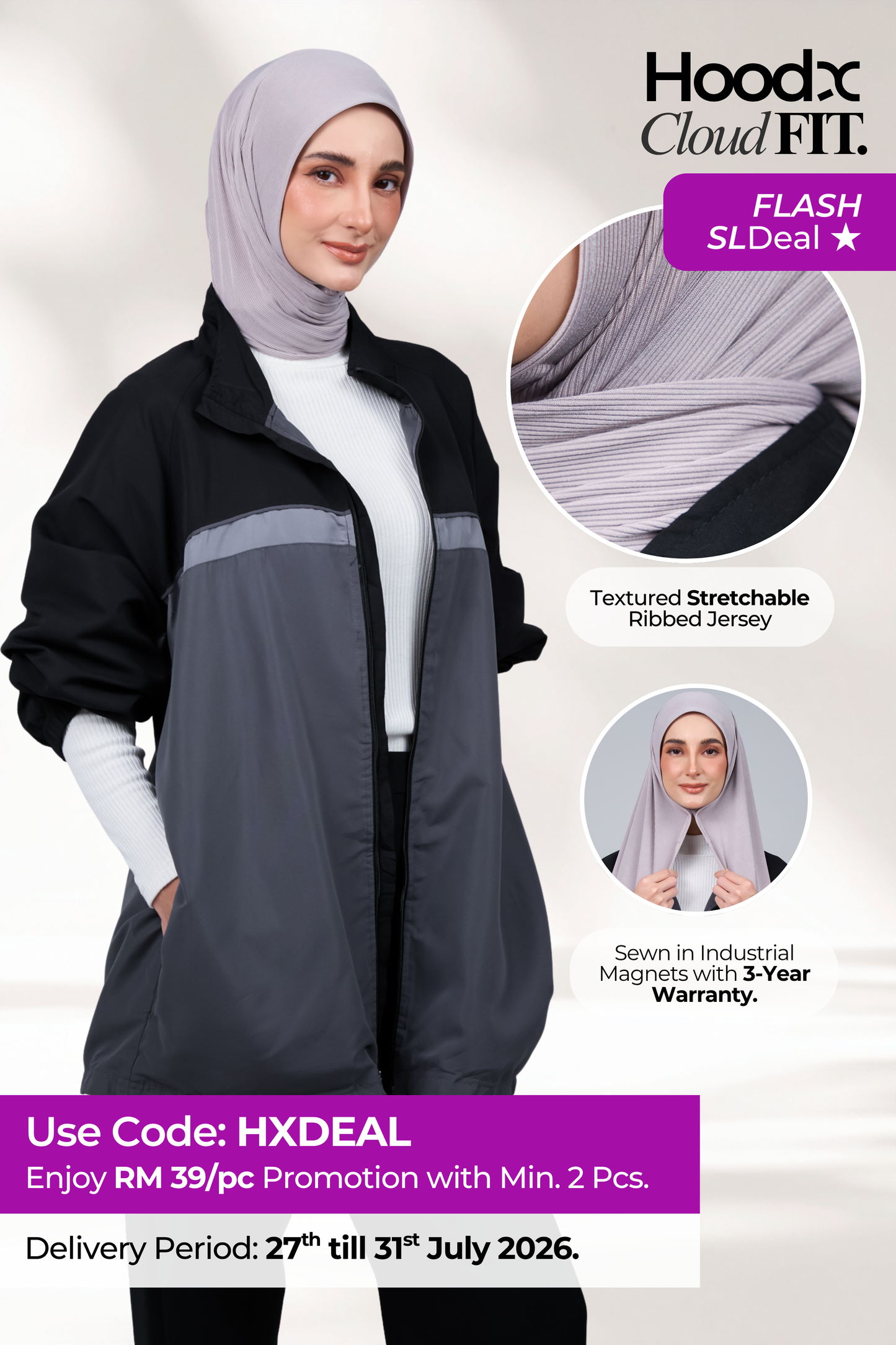 HoodX CloudFit in Ash