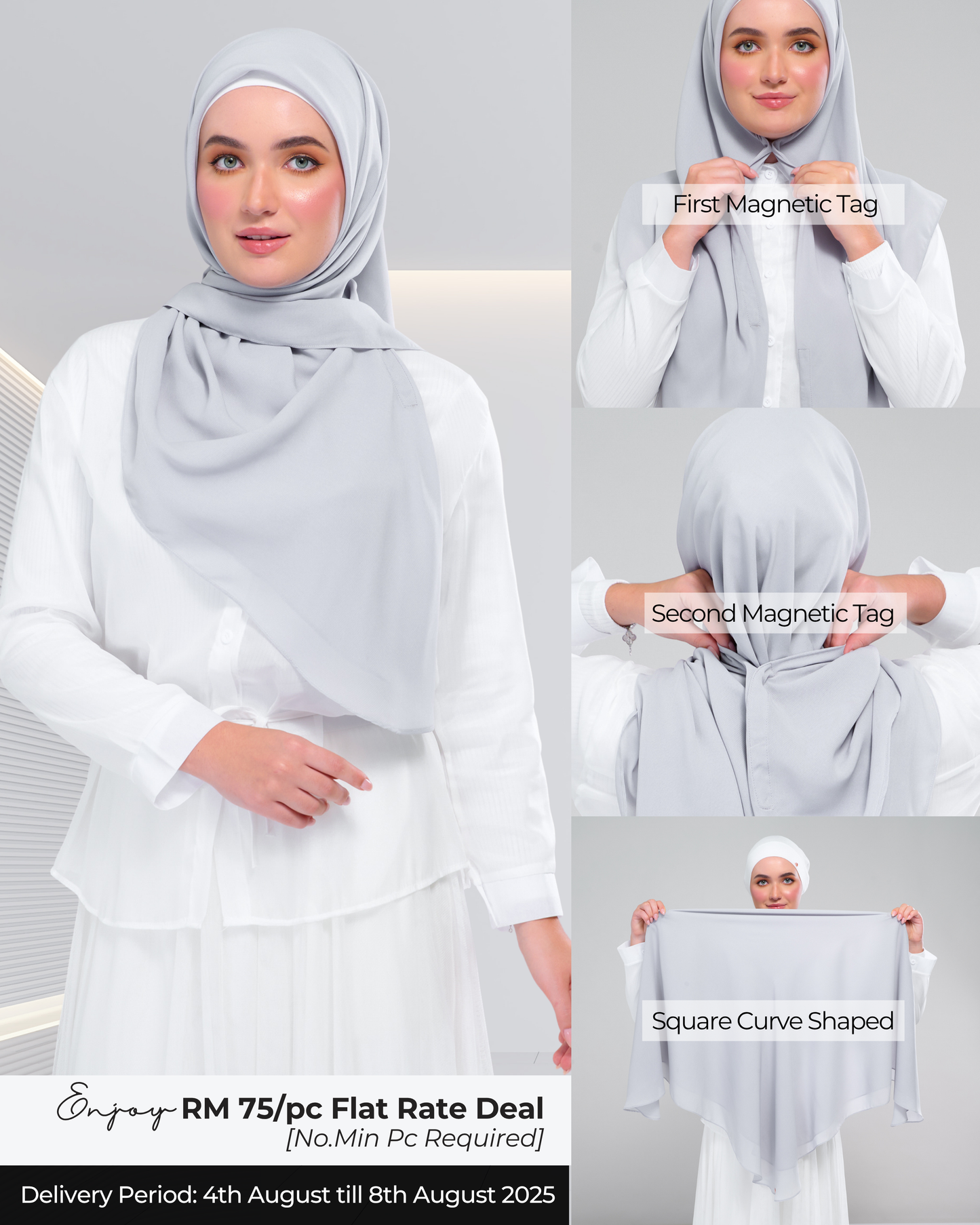 Instant Square Tag & Go l Cotton Voile in Light Grey