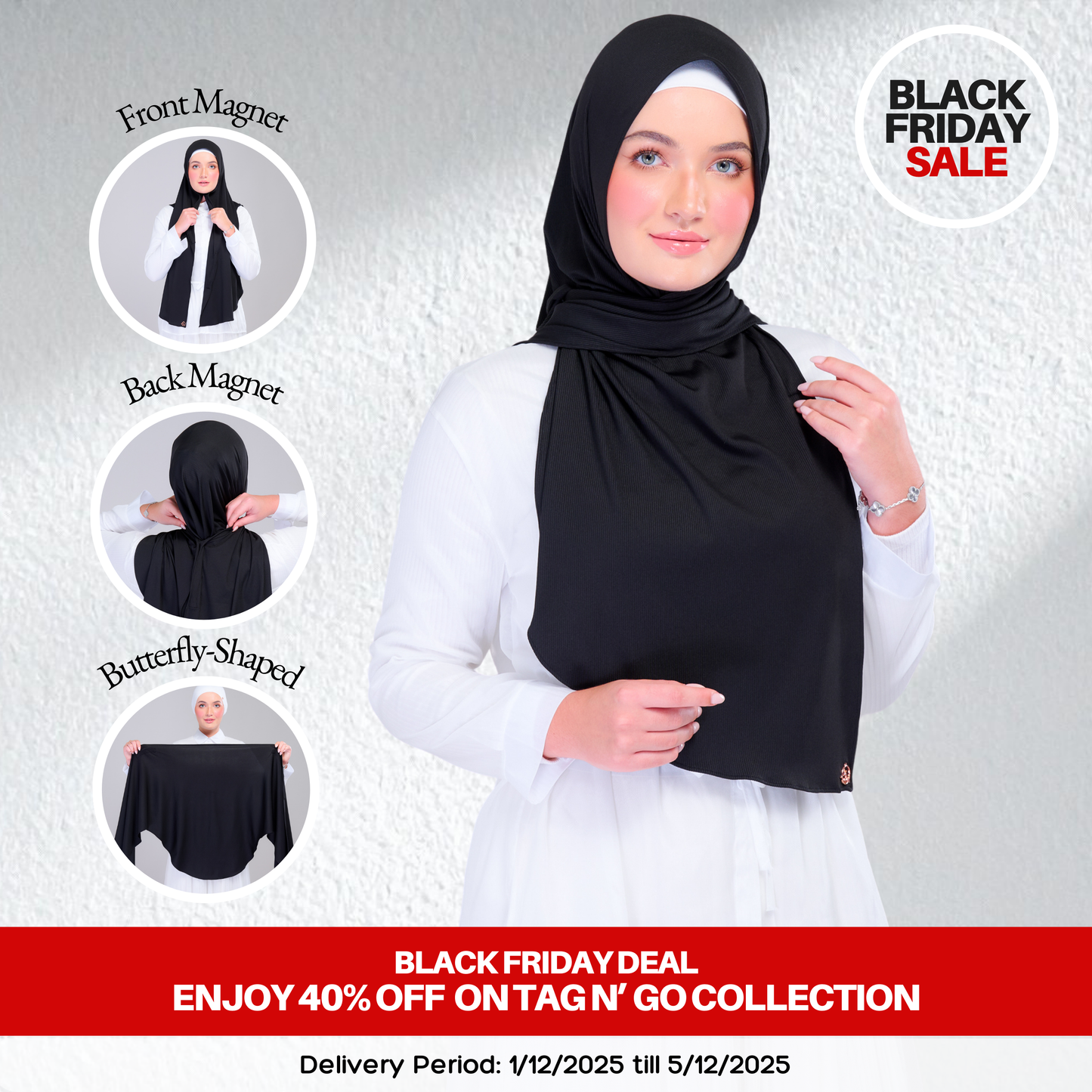 [BFS] Instant Tag n' Go Butterfly | Ribbed Jersey in Black