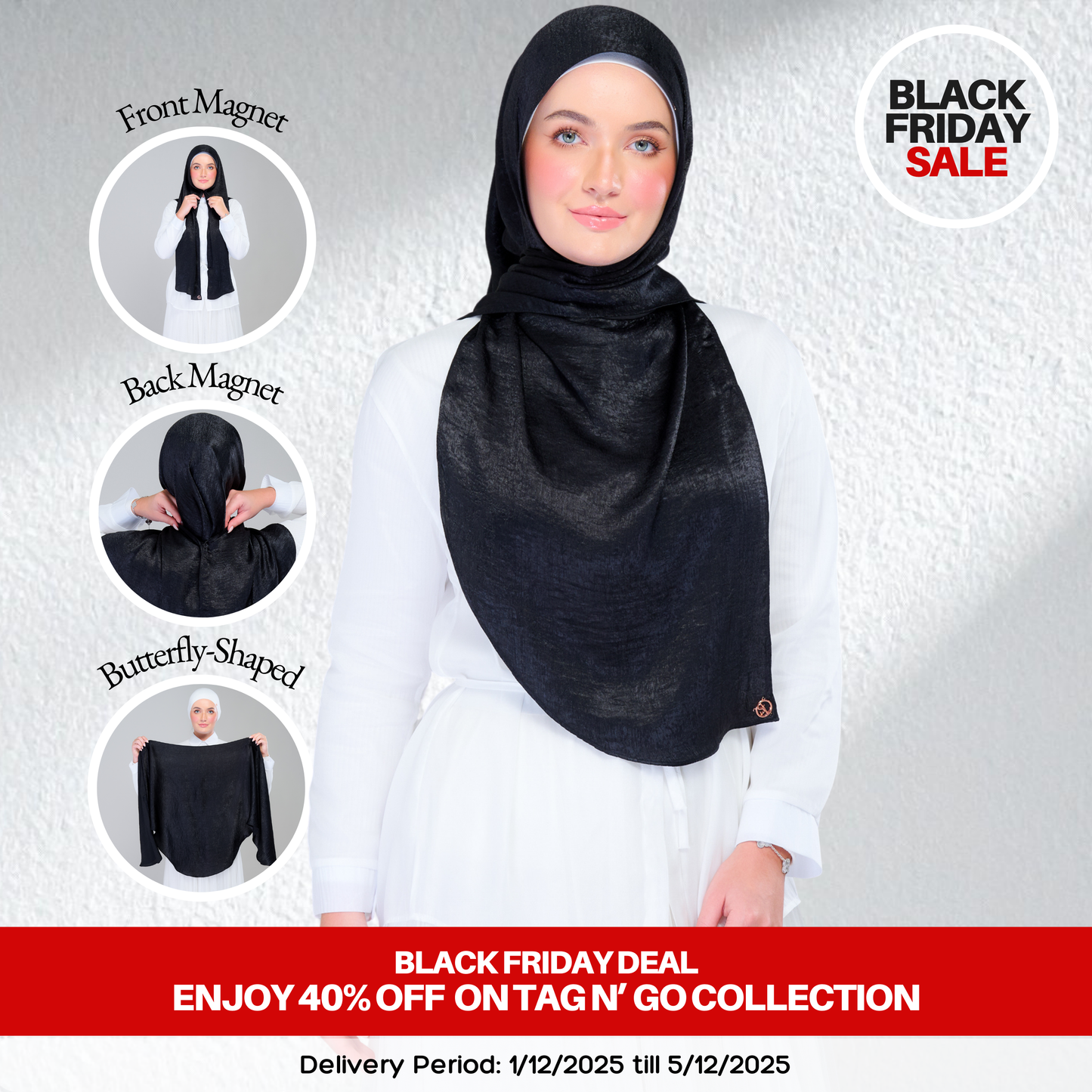 [BFS] Instant Tag n' Go Butterfly | Textured Silk in Black