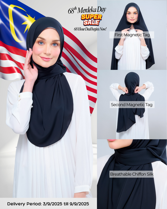 Instant Tag n' Go Shawl l Chiffon Silk 1.0 in Pitch Black