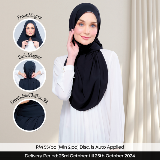 Instant Tag n' Go Shawl l Chiffon Silk 1.0 in Pitch Black