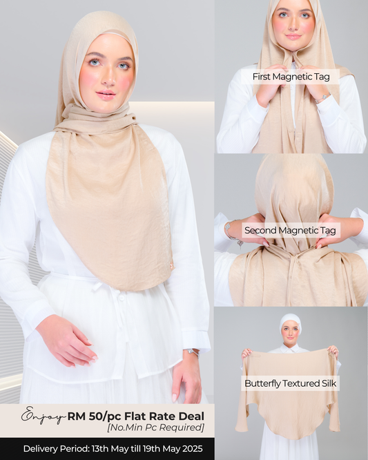 Instant Tag n' Go Butterfly | Textured Silk in Nude Sand