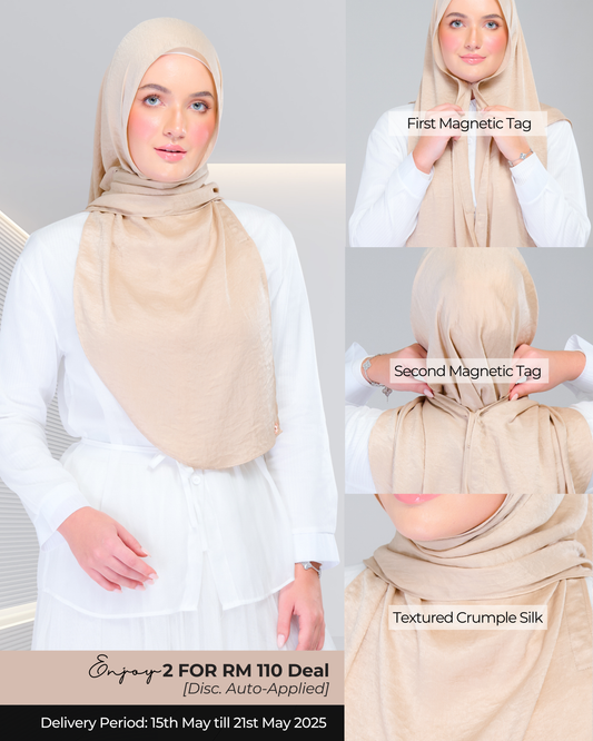 Instant Tag n' Go Shawl | Textured Silk in Nude Sand