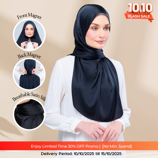 Instant Tag n' Go Shawl | Satin Silk in Pitch Black