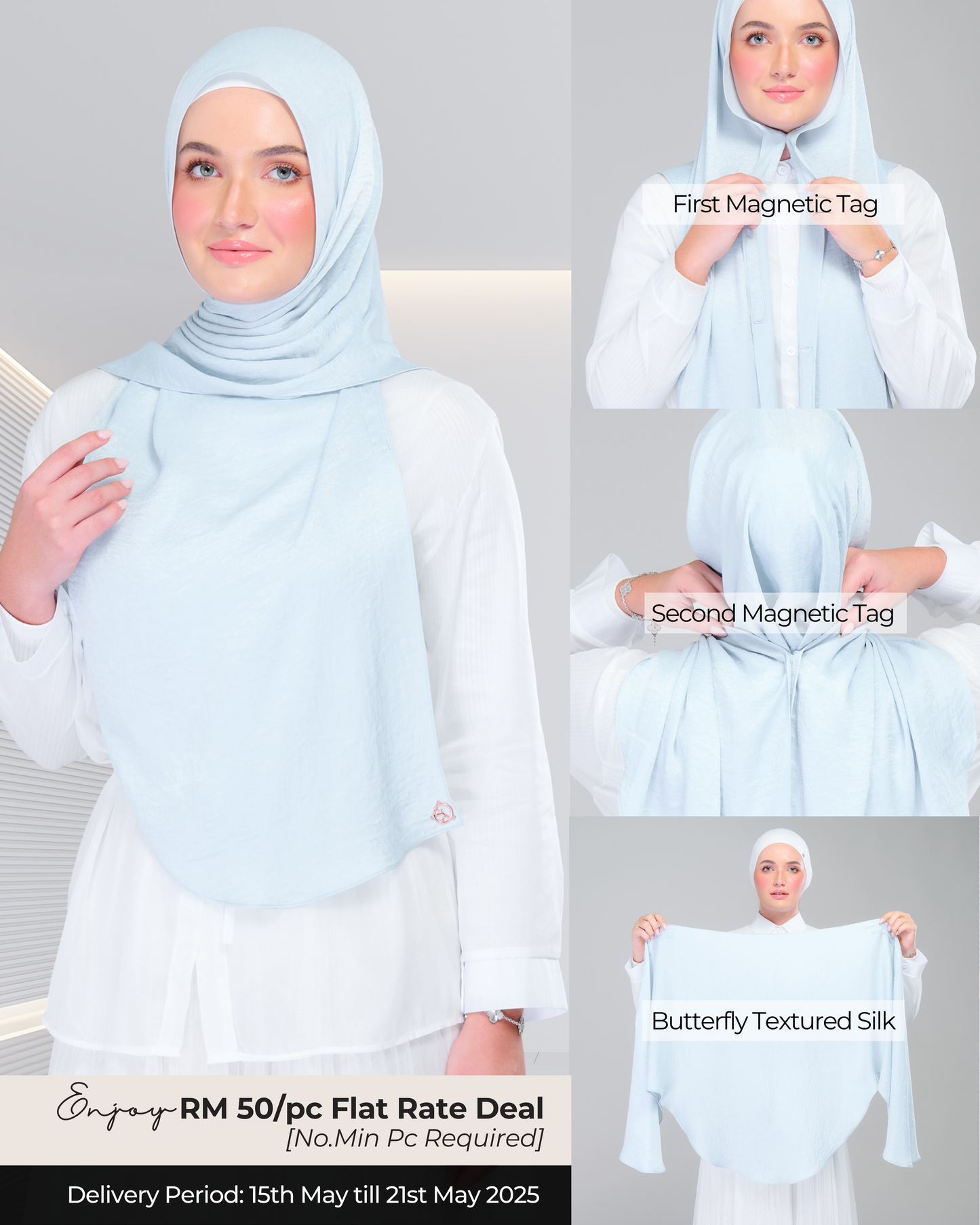 Instant Tag n' Go Butterfly | Textured Silk in Soft Blue