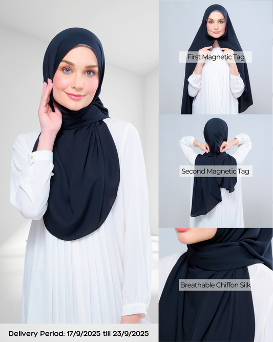 Instant Tag n' Go Shawl l Chiffon Silk 1.0 in Pitch Black