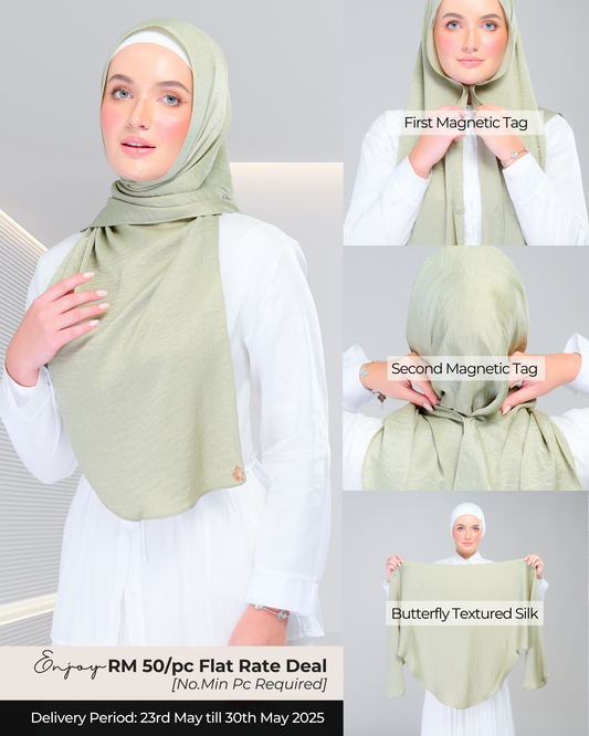 Instant Tag n' Go Shawl | Textured Silk in Matcha Green