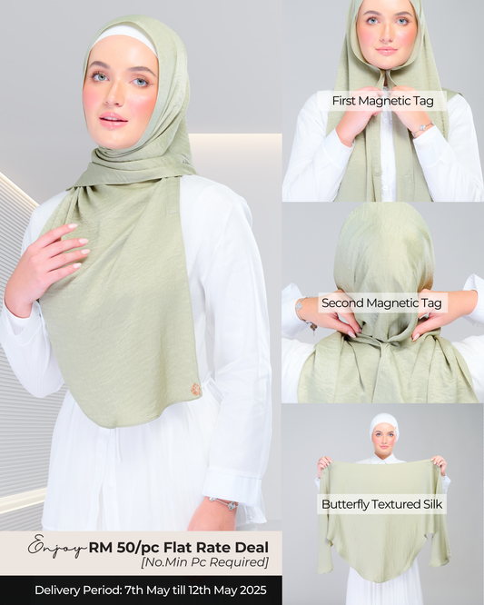 Instant Tag n' Go Butterfly | Textured Silk in Matcha Green