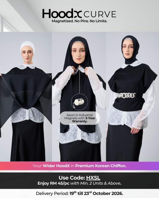 HoodX Curve in Black [Korean Chiffon]