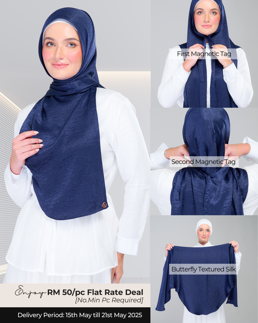 Instant Tag n' Go Butterfly | Textured Silk in Navy Blue