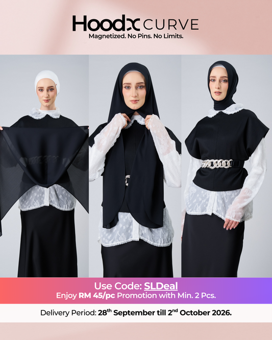 HoodX Curve in Black [Korean Chiffon]