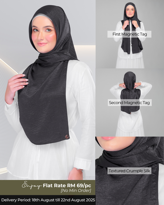 Instant Tag n' Go Shawl | Textured Silk in Black