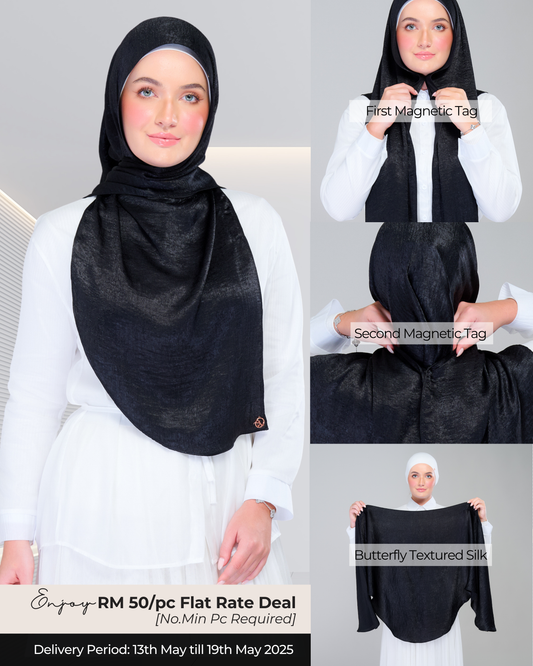 Instant Tag n' Go Butterfly | Textured Silk in Black