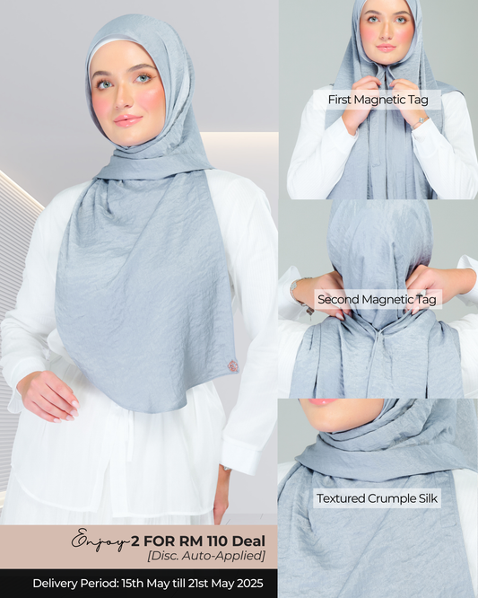 Instant Tag n' Go Shawl | Textured Silk in Metallic Grey 2.0