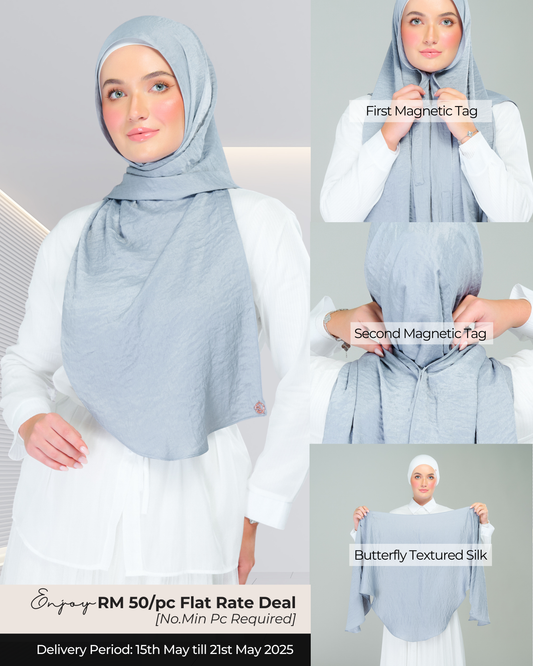 Instant Tag n' Go Butterfly | Textured Silk in Metallic Grey 2.0