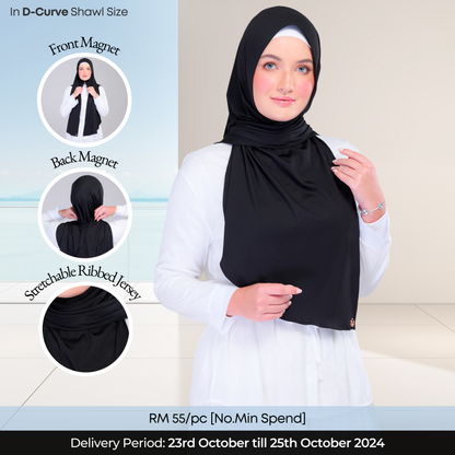 Instant Tag n' Go Shawl | Ribbed Jersey in Black