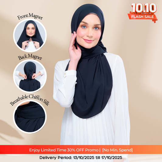 Instant Tag n' Go Shawl l Chiffon Silk 1.0 in Pitch Black