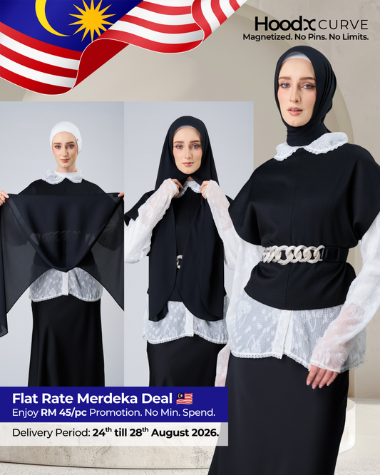 HoodX Curve in Black [Korean Chiffon]