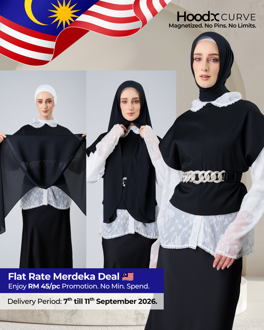HoodX Curve in Black [Korean Chiffon]