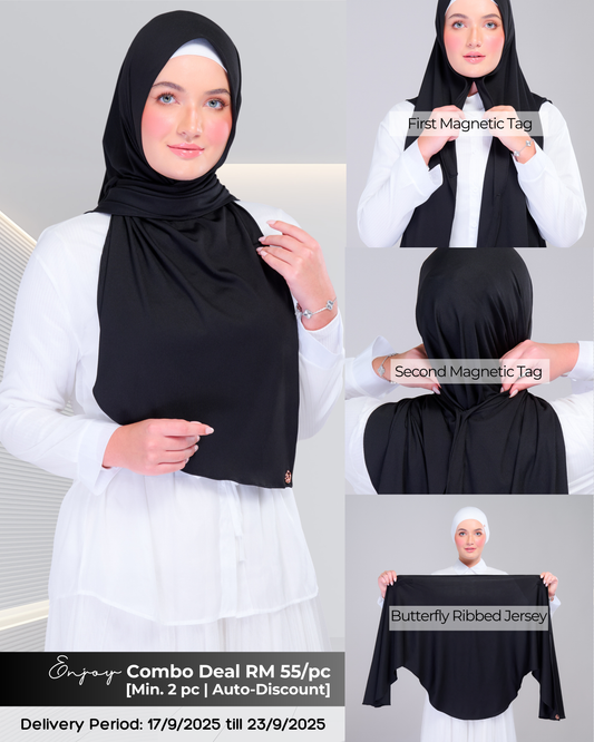 Instant Tag n' Go Butterfly | Ribbed Jersey in Black