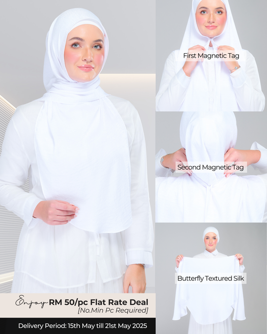 Instant Tag n' Go Butterfly | Textured Silk in Pure White