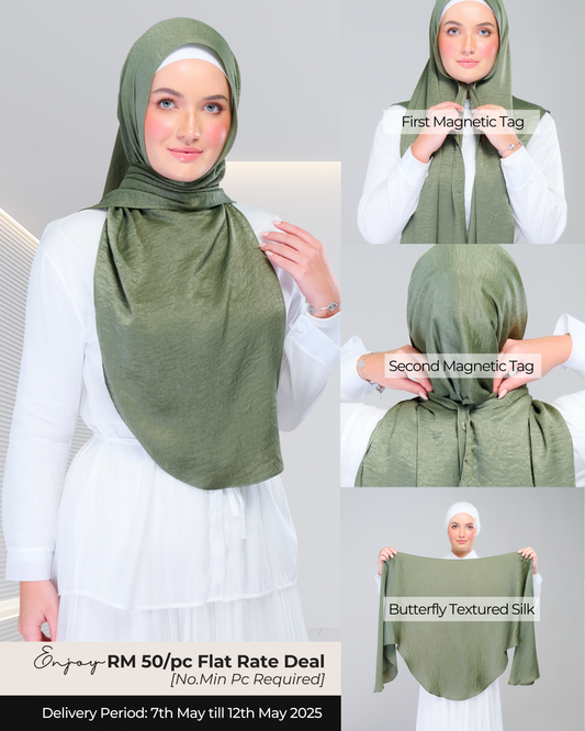 Instant Tag n' Go Butterfly | Textured Silk in Dark Olive