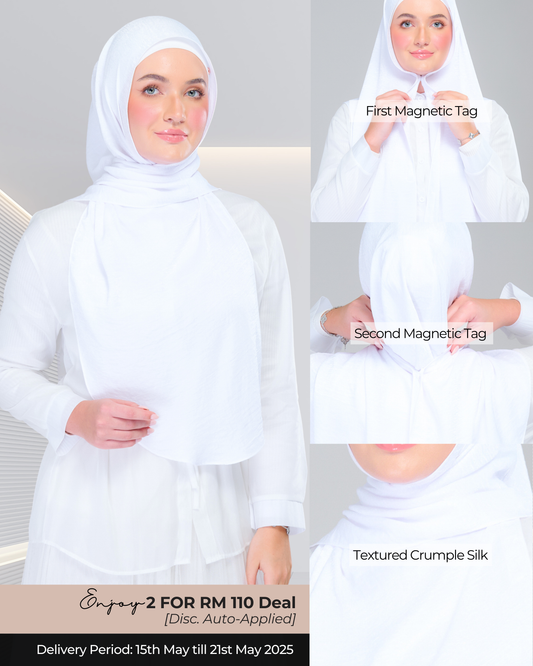 Instant Tag n' Go Shawl | Textured Silk in Pure White