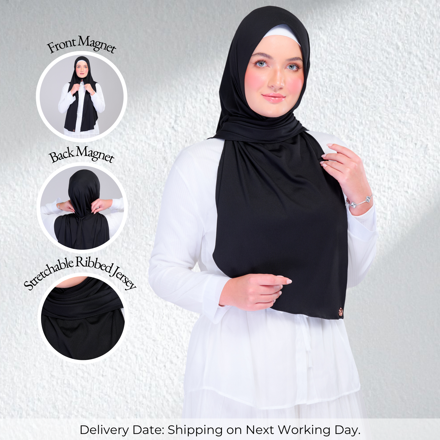 Instant Tag n' Go Shawl | Ribbed Jersey in Black