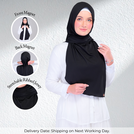 Instant Tag n' Go Shawl | Ribbed Jersey in Black