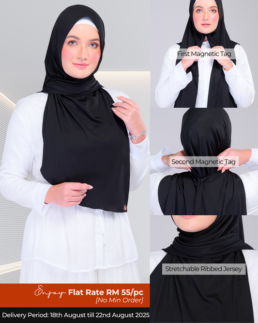 Instant Tag n' Go Shawl | Ribbed Jersey in Black