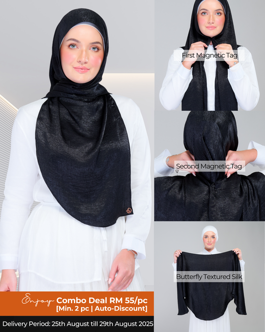 Instant Tag n' Go Butterfly | Textured Silk in Black