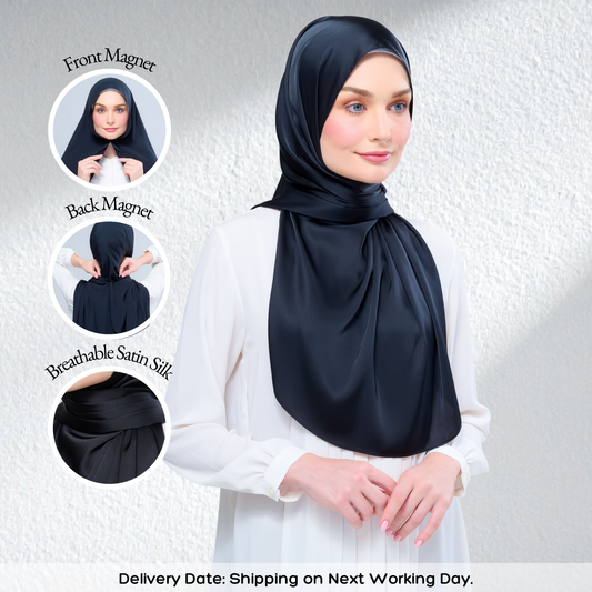 Instant Tag n' Go Shawl | Satin Silk in Pitch Black