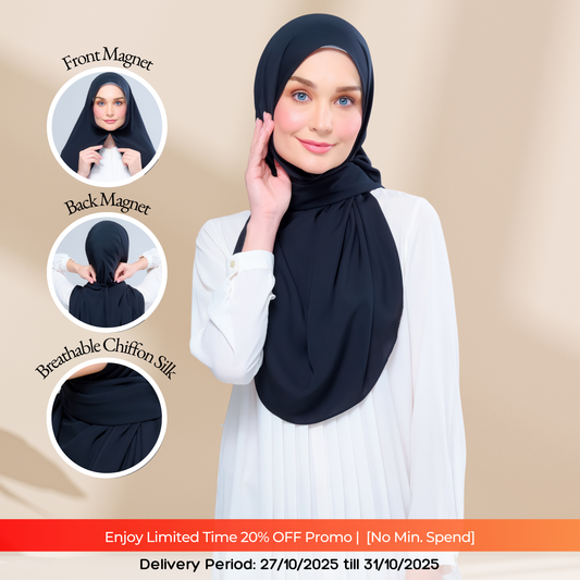 Instant Tag n' Go Shawl l Chiffon Silk 1.0 in Pitch Black