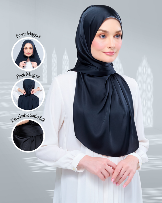 [As-Is] Instant Tag n' Go Shawl l Satin Silk in Pitch Black