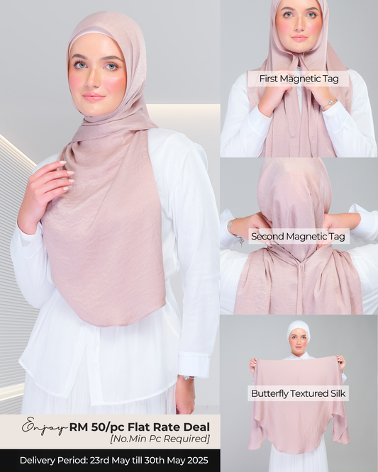 Instant Tag n' Go Shawl | Textured Silk in Nude Rose