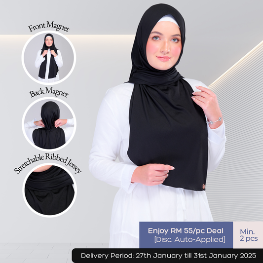 Instant Tag n' Go Shawl | Ribbed Jersey in Black