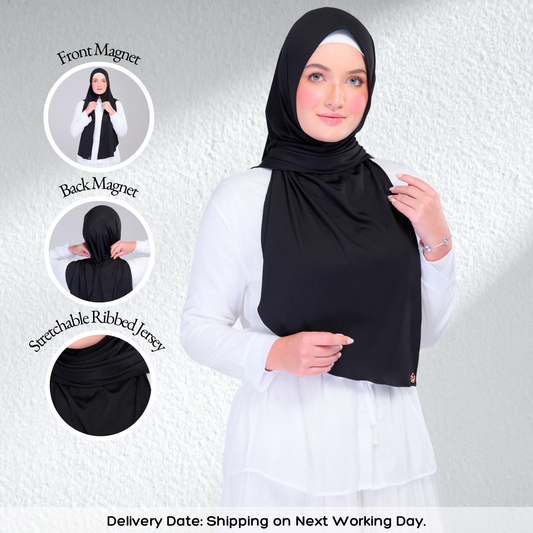 Instant Tag n' Go Shawl | Ribbed Jersey in Black