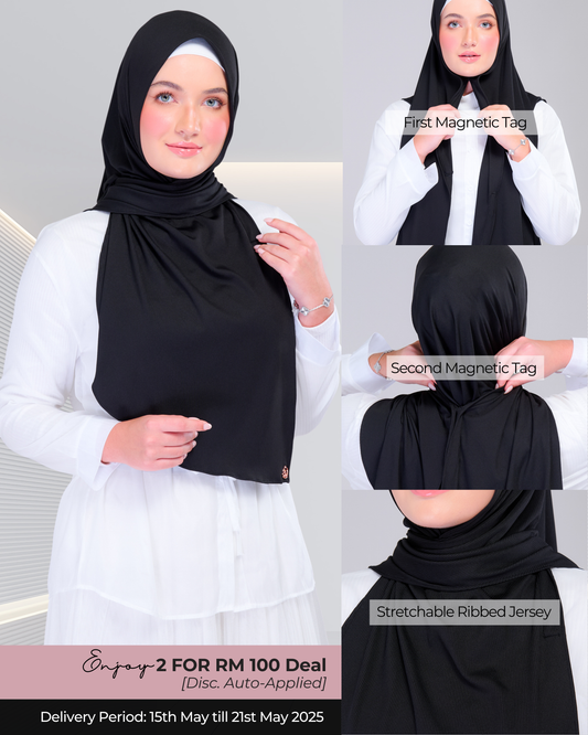 Instant Tag n' Go Shawl | Ribbed Jersey in Black