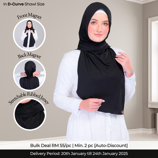 Instant Tag n' Go Shawl | Ribbed Jersey in Black