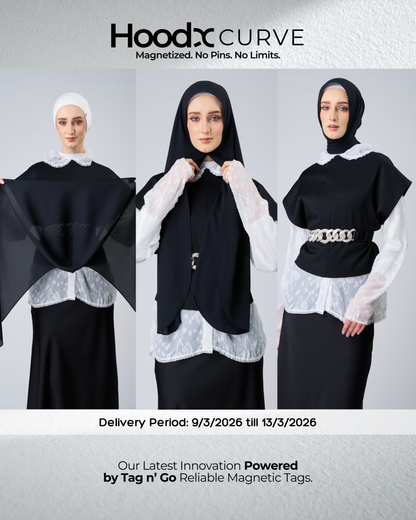 HoodX Curve in Black [Korean Chiffon]