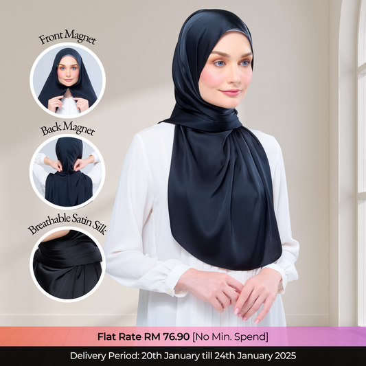 Instant Tag n' Go Shawl  | Satin Silk in Pitch Black