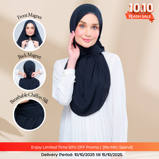 Instant Tag n' Go Shawl l Chiffon Silk 1.0 in Pitch Black