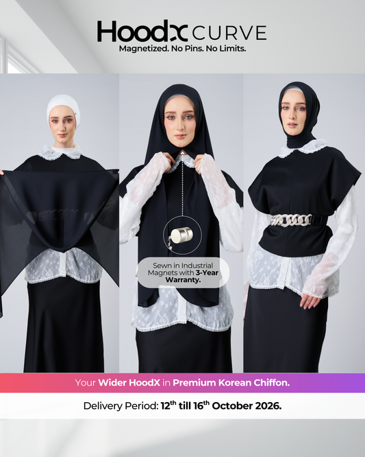 HoodX Curve in Black [Korean Chiffon]