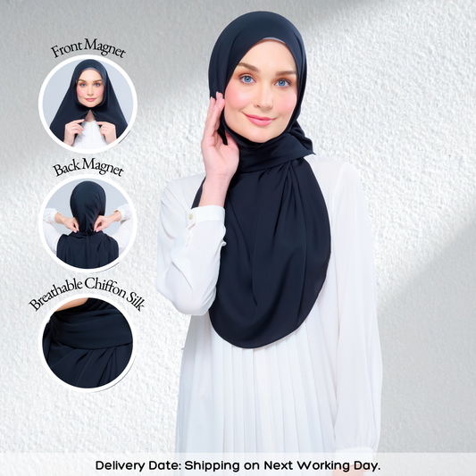 Instant Tag n' Go Shawl l Chiffon Silk 1.0 in Pitch Black