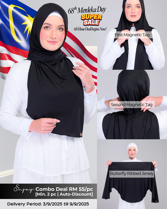 Instant Tag n' Go Butterfly | Ribbed Jersey in Black
